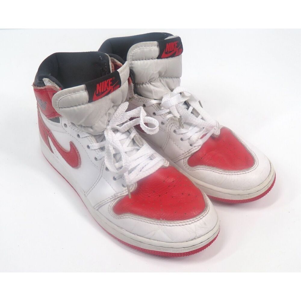 Nike Air Jordan 1 Retro High OG Heritage White Red 575441-161 Sneakers Boys 5Y